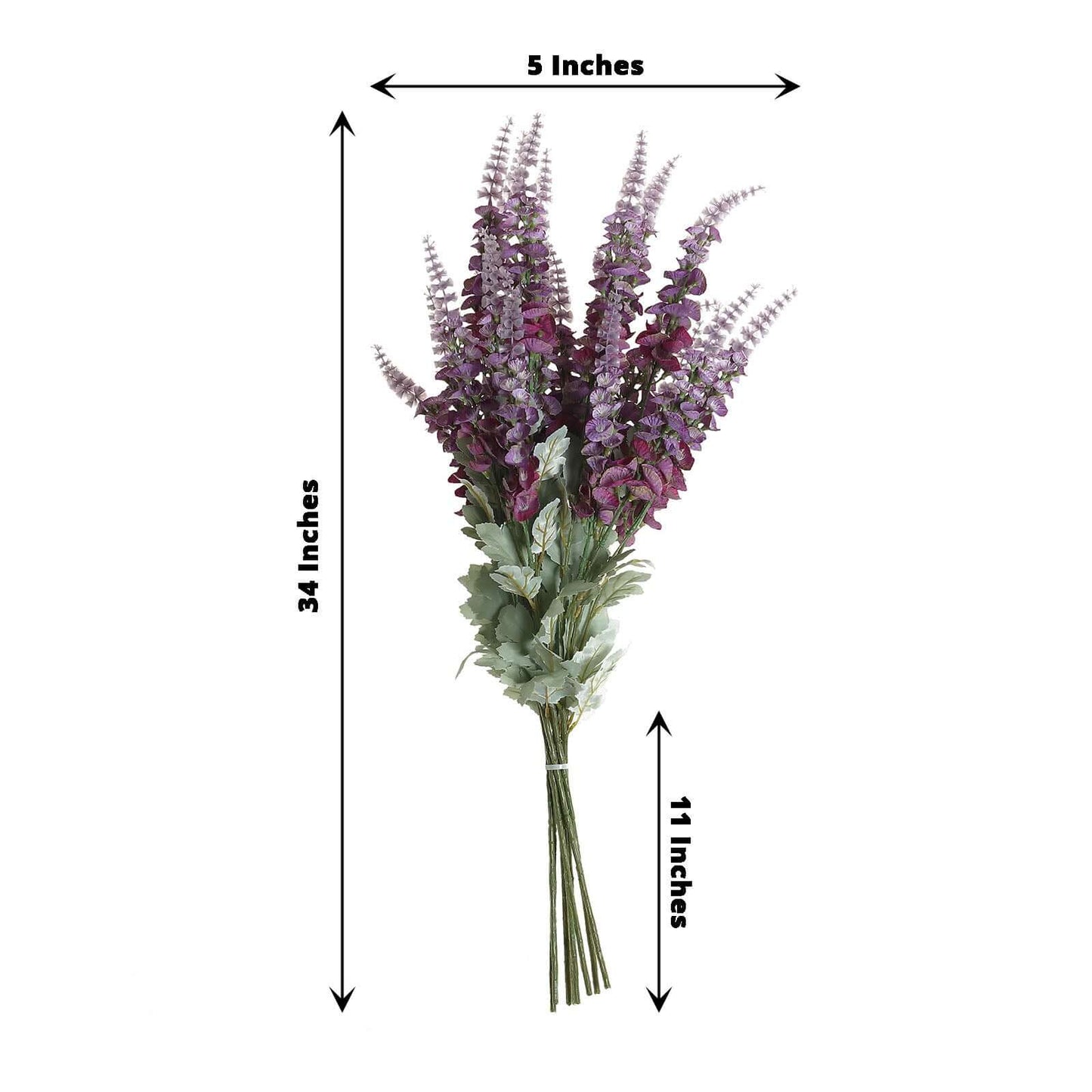 2 Bushes Lavender Lilac Artificial Foxglove Orchid Flower Bouquet Stem - Silk Flower Branch Spray 34"