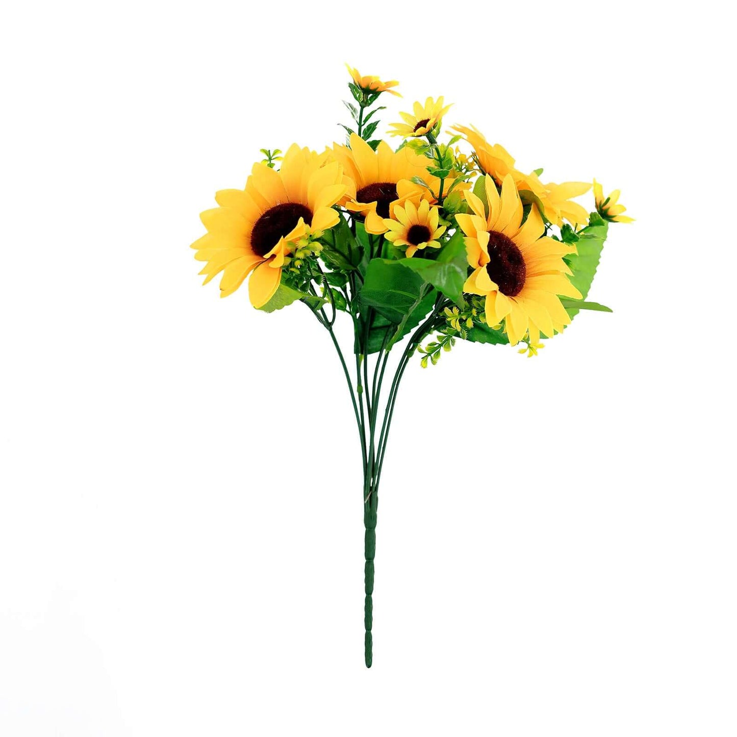 2 Bouquets Yellow Artificial Silk Sunflower Flower Bushes 13"