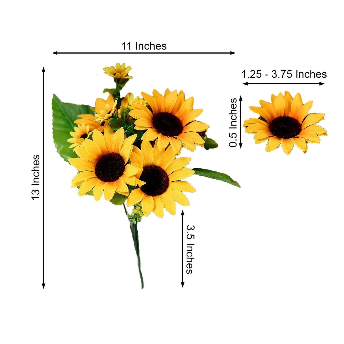 2 Bouquets Yellow Artificial Silk Sunflower Flower Bushes 13"